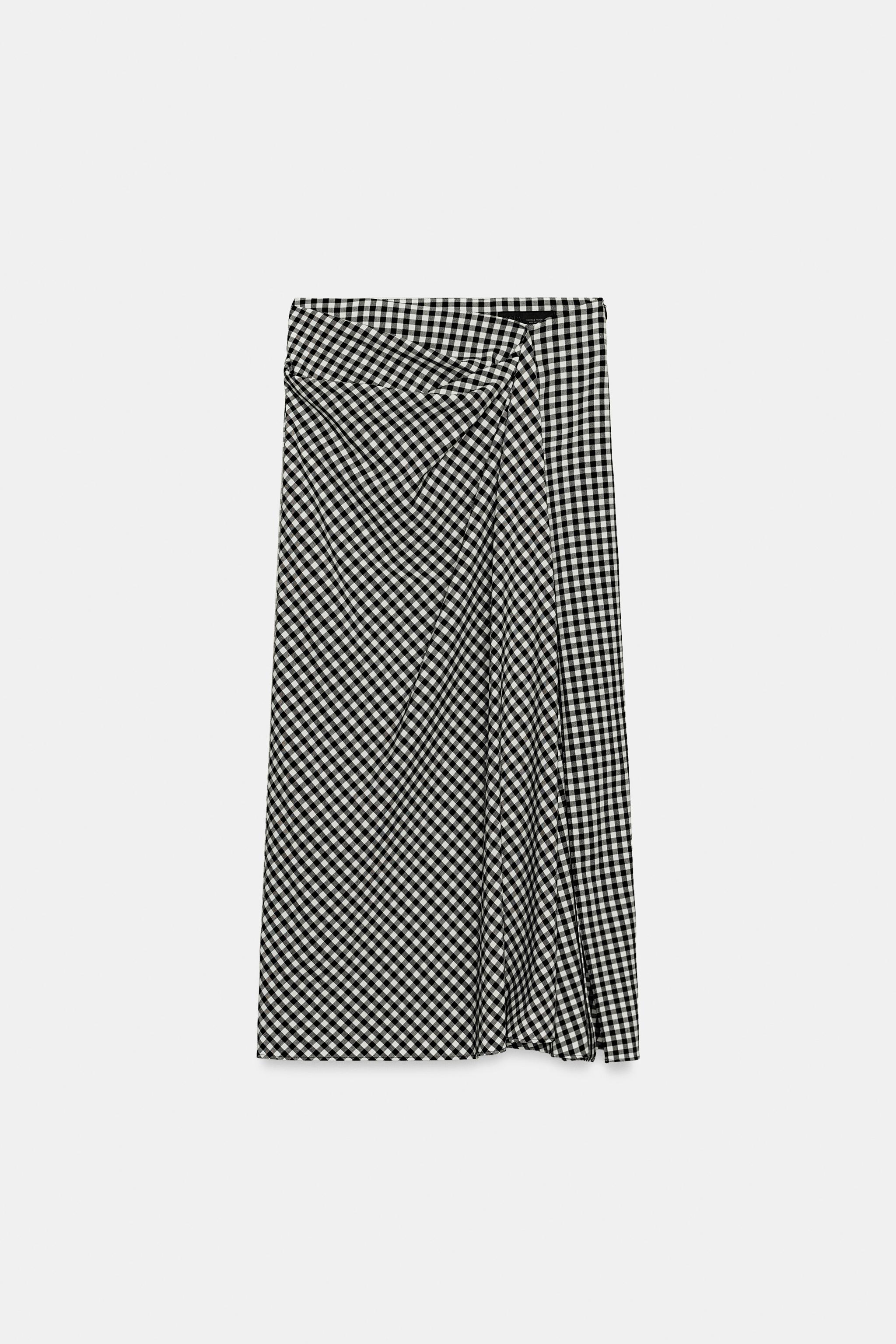 JUPE À CARREAUX VICHY DRAPÉE